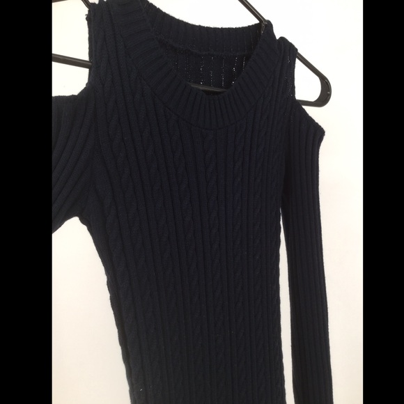 Blue Small Sweater Cold Shoulder Dress - Picture 8 of 8